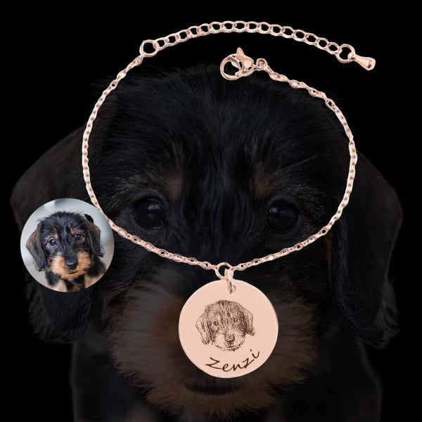 Armband mit graviertem Hundeportrait