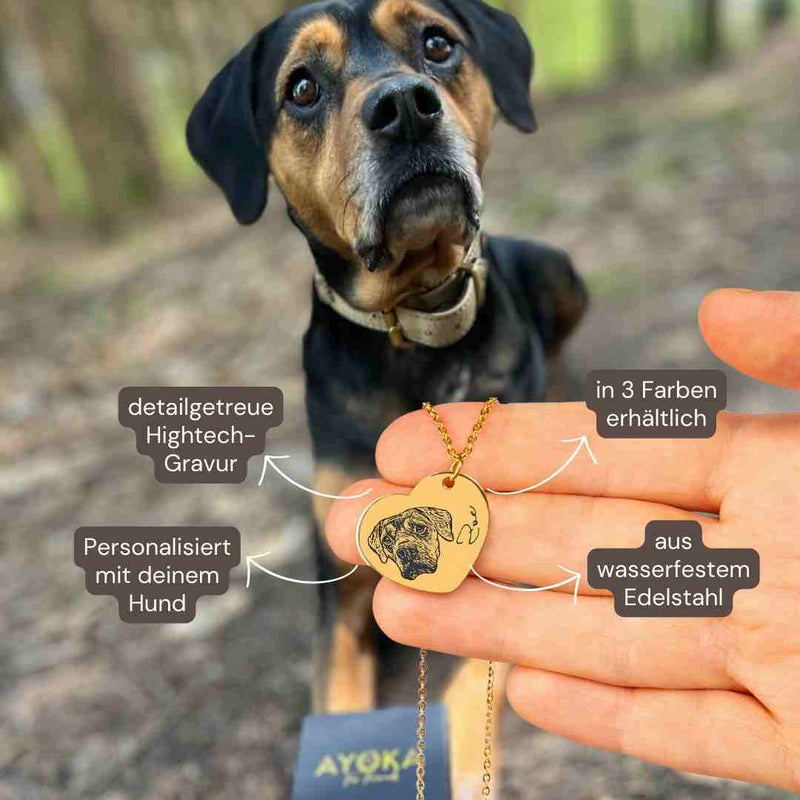 Seelenhund Herzkette mit Hundeportrait